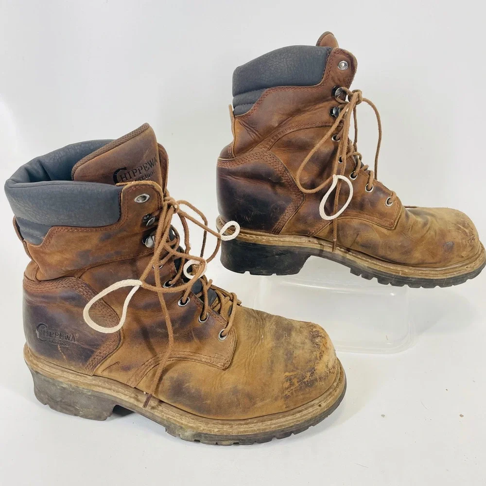 Chippewa 55026 Mens Brown Leather Logger Work Boots Size 10M ASTM F2413-11